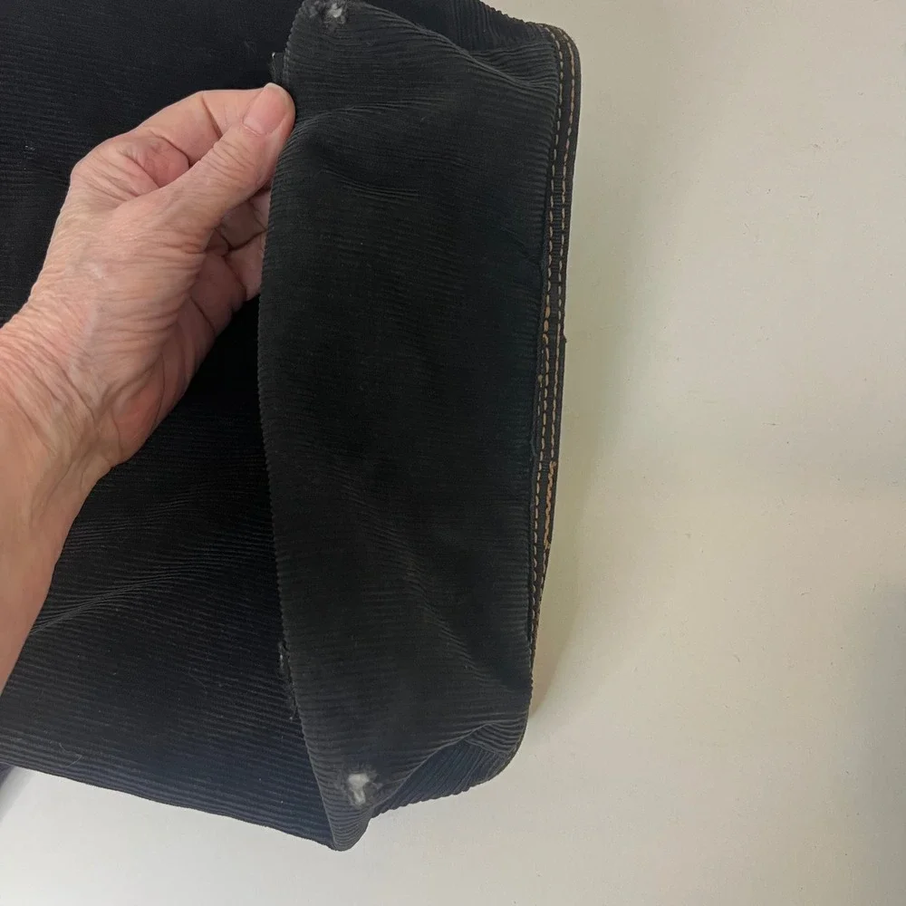 Vintage Diesel Spare Parts Corduroy‎ Crossbody Messenger Bag Black 10 x 14 Flaw